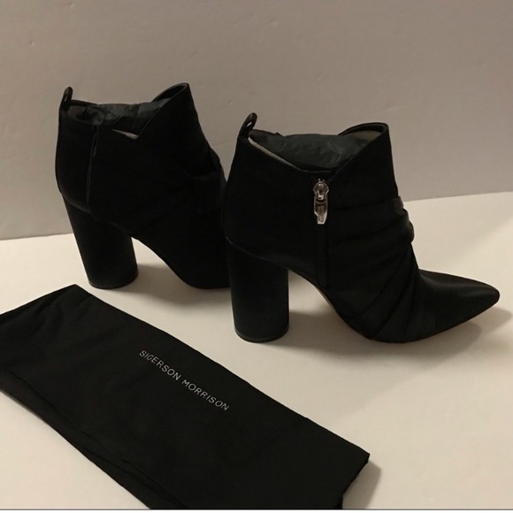 Sigerson Morrison Leather & Satin Booties (8) - Picture 3 of 16